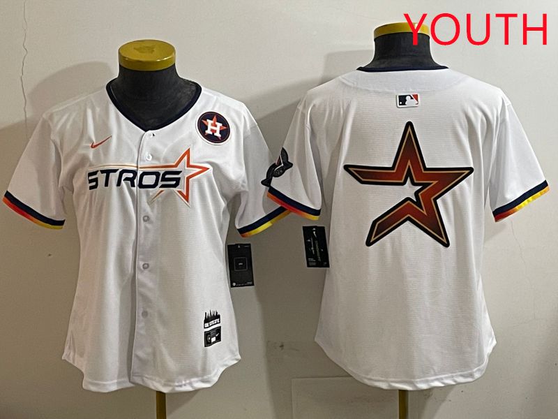 Youth Houston Astros Blank White three generations Joint Name Nike 2025 MLB Jersey style 14->youth mlb jersey->Youth Jersey